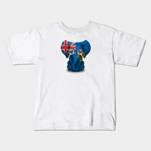 Baby Elephant with Glasses and Turks and Caicos Flag Kids T-Shirt